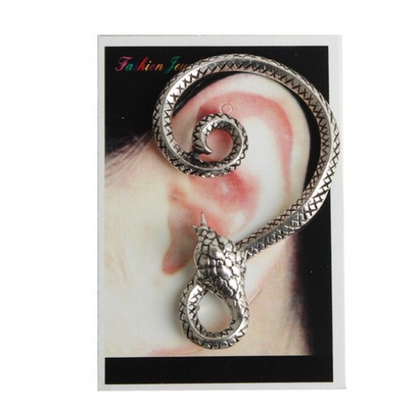 New Punk Rock Earrings silver Metal Wrap snake shape Ear Cuff stud Clip E-1207