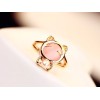 New charming gold plated opal Cat's Eye pearl bowknot cat ring earring necklace set