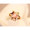 New charming gold plated opal Cat's Eye pearl bowknot cat ring earring necklace set