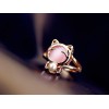 New charming gold plated opal Cat's Eye pearl bowknot cat ring earring necklace set