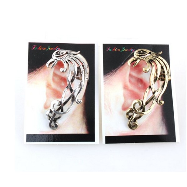 New Punk Rock Earrings  bronze silver Metal fire shape  bird phoenix Ear Cuff ear  stud E-1184