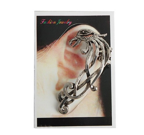 New Punk Rock Earrings  bronze silver Metal fire shape  bird phoenix Ear Cuff ear  stud E-1184