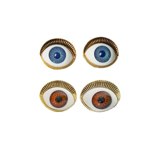 European style bronze metal lifelike eyes ear stud lifelike eyes ear stud