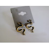 Punk retro silver bronze  tone metal double snake earring ear stud E-1195