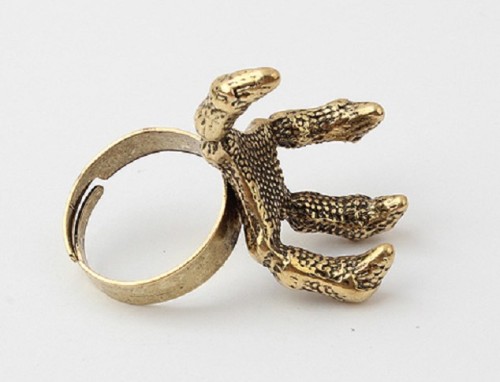 Vintage Bronze/Silver Plated Metal Dragon Claw Ring R-1002