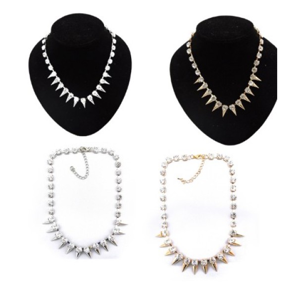 European style Fashion Rivet Rhinestone Charming Necklace N-1289