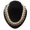 New Chunky Three Layers Stripe Ribbon Winding Buckle Bib Necklace N-1510