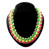 New Chunky Three Layers Stripe Ribbon Winding Buckle Bib Necklace N-1510