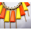 New Fashion Bohemia Gold Tone Metal Crystal Trapezoid Tassel Pendant Necklace N-1762