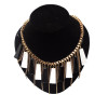 New Fashion Bohemia Gold Tone Metal Crystal Trapezoid Tassel Pendant Necklace N-1762