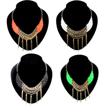 New Fashion punk Gold Plated Metal Rivet Wing Choker Necklace N-1276