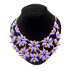 New Fashion Charming Gold Plated Metal Flower Gem Zircon Choker Beautiful Necklace N-0036
