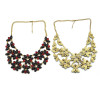 New Fashion Charming Gold Plated Metal Flower Gem Zircon Choker Beautiful Necklace N-0036