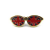 Fashion Bronze Meital Cute Glass Flag Enamel Lovely Double Finger Ring R-0193