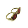 Fashion Bronze Meital Cute Glass Flag Enamel Lovely Double Finger Ring R-0193