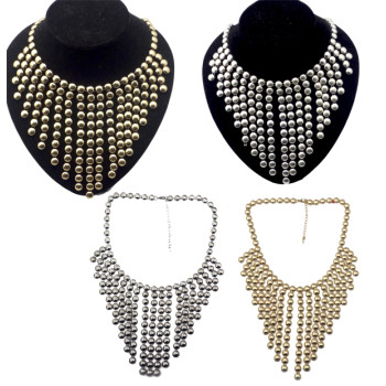 New Fashion Charming Round Paillette Tassel Choker Bib Necklace N-1753