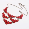 Bohemian Fashion Bronze Metal Drop Resin Gem Stone Lovely Choker Bib Necklace N-0287