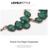 Bohemian Fashion Bronze Metal Drop Resin Gem Stone Lovely Choker Bib Necklace N-0287