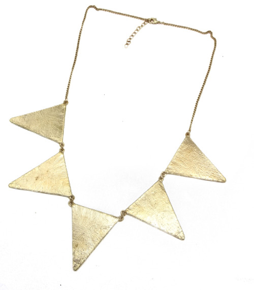 N-4541 New Fashion Gold Tone Metal Triangle Enamel Pendant Necklace