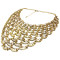 N-1772 New European Style Vintage Gold Metal Lace Flowers Hollow Out Collar Bib Necklace