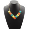N-4258 New Fashion Gold Tone Chunky Gem Stone Pyramid Stud Choker Bib Necklace