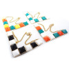 N-4258 New Fashion Gold Tone Chunky Gem Stone Pyramid Stud Choker Bib Necklace
