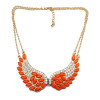 N-2764 New Fashion Lovely Gold Tone Wing Bead Feather Charming Rhinestone Double Chain Choker Bib Necklace
