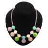 N-4254 New Fashion Lovely Gold Tone Round Resin Gem Stone Choker Bib Necklace