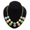 N-4254 New Fashion Lovely Gold Tone Round Resin Gem Stone Choker Bib Necklace