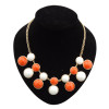 N-4254 New Fashion Lovely Gold Tone Round Resin Gem Stone Choker Bib Necklace