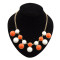 N-4254 New Fashion Lovely Gold Tone Round Resin Gem Stone Choker Bib Necklace