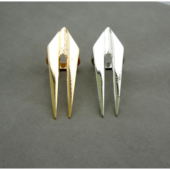 R-0109 Wholasale 2Pieces Gold Silver Metal Punk Double Rivet Sharp Ring