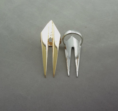 R-0109 Wholasale 2Pieces Gold Silver Metal Punk Double Rivet Sharp Ring
