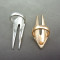 R-0109 Wholasale 2Pieces Gold Silver Metal Punk Double Rivet Sharp Ring