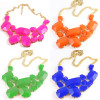 N-4252 New Fashion Chunky Charming Gold Tone Metal Candy Resin Gem Bib Necklace
