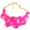 N-4252 New Fashion Chunky Charming Gold Tone Metal Candy Resin Gem Bib Necklace