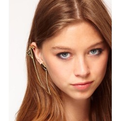 E-0027 New Coming Fashion Gold Tone Metal Key Tassel Lock Ear Stud Ear Cuff