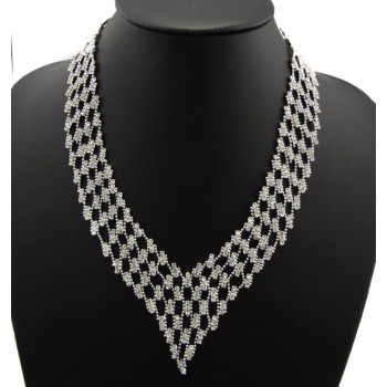 N-2255 Hot Wedding Part Jewelry Crystal Metal Beads Hollow Out Choker Bib Necklace