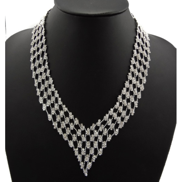 N-2255 Hot Wedding Part Jewelry Crystal Metal Beads Hollow Out Choker Bib Necklace