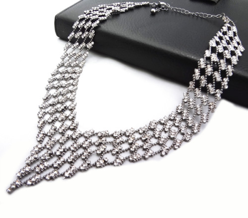 N-2255 Hot Wedding Part Jewelry Crystal Metal Beads Hollow Out Choker Bib Necklace