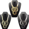 N-1254 Hot 3 Colors Chunky Rhinestone Snake Wide Chain Flat Curb Link Bib Necklace