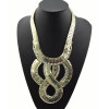 N-1254 Hot 3 Colors Chunky Rhinestone Snake Wide Chain Flat Curb Link Bib Necklace