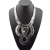 N-1254 Hot 3 Colors Chunky Rhinestone Snake Wide Chain Flat Curb Link Bib Necklace