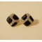 Pair Gold Plated Black Glazed Rhinestone Geometry Ear Stud E-1608