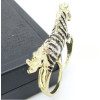 R-0603 New Arrival Fashion Enamel Zebre Rhinestone Double Fingers Ring
