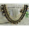 N-2047 New Arrival Fashion Gold Tone Rivet Crystal Lace Pattern Choker Bib Necklace