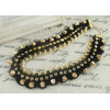 N-2047 New Arrival Fashion Gold Tone Rivet Crystal Lace Pattern Choker Bib Necklace