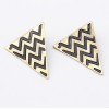 E-2051 vintage style bronze alloy large Triangle Earrings enamel ripple ear stud