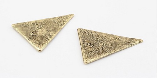 E-2051 vintage style bronze alloy large Triangle Earrings enamel ripple ear stud
