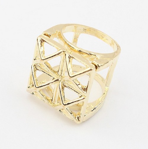 R-0147 vintage style 5colors geometry magic square ring